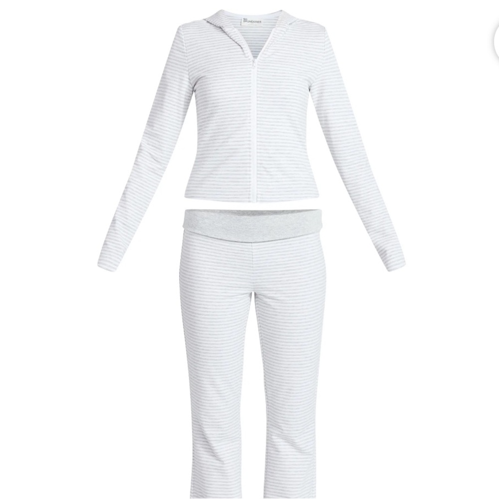 No Boundaries Zip-Up Hoodie and Foldover Pants Set, 2-Piece